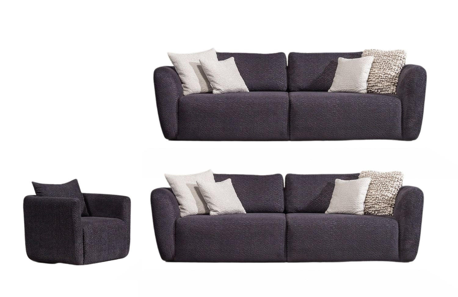 SITZGARNITUR Energy Grau-Seidengrau Stellvariante:3+3+1 - Braun, Holz (250/93/100cm) - Villa Möbel