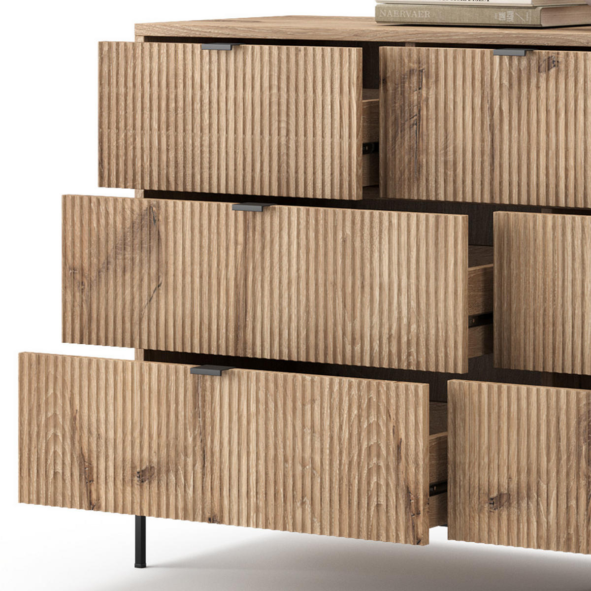 SIDEBOARD Eliza Viking Oak 140 x 81 cm mit 7 Schubladen - Eiche Wotan, Holzwerkstoff (140/81/42cm) - Vicco