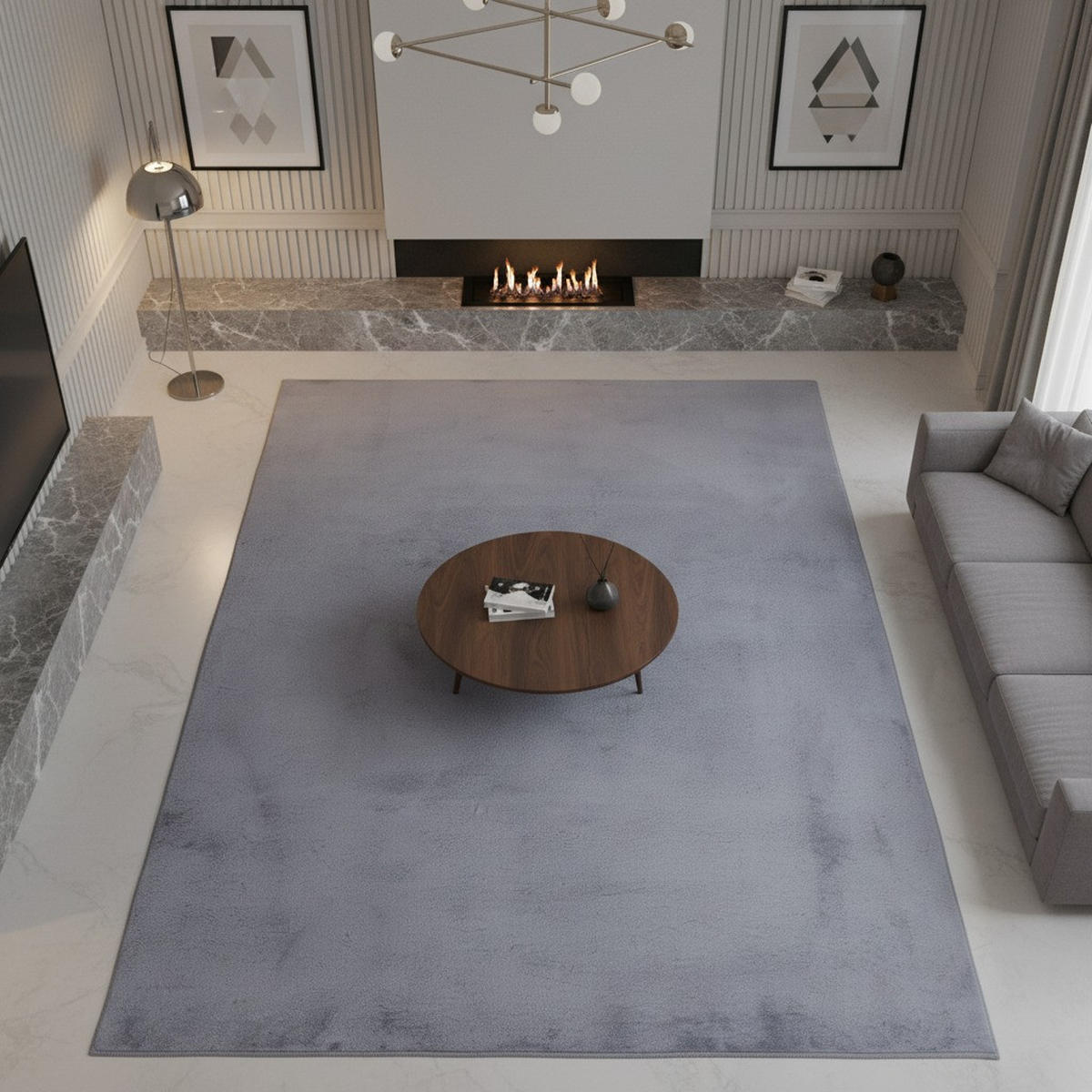 KURZFLORTEPPICH Waschbar NECKAR, einfarbig, aus Polyester, Grau, 240 x 340 cm - Grau, Textil (240/340cm) - KADIMA DESIGN