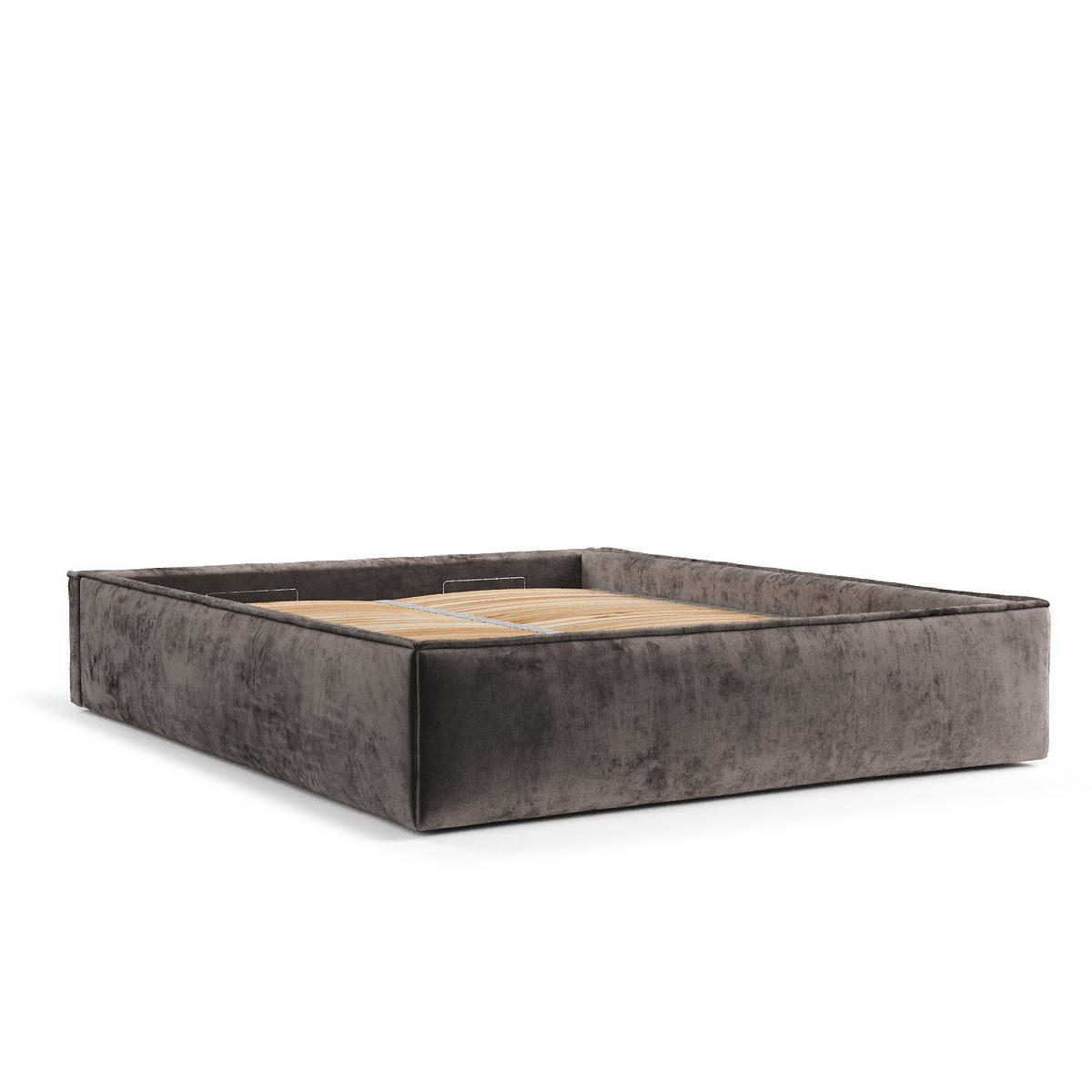 POLSTERBETT Alvar Braun 120/200 cm im Chenille-Stoff - Schwarz/Naturfarben, Holz/Holzwerkstoff (120/200cm) - Maison de Reve