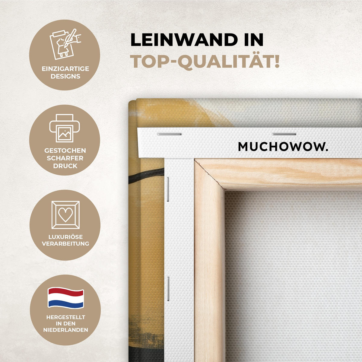 LEINWANDBILD Farbe - Abstrakt - Farben Gemälde 60x40 cm - Currygelb, Textil (60/40cm) - MuchoWow