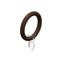 RUNDRINGE MIT FALTENHAKEN FÜR GARDINENSTANGEN 28 mm Ø, Nussbaum, Packung 10 Stück - Nussbaumfarben, Holz (28cm) - INTERDECO