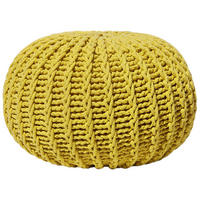 POUF Conrad 50/50/35 cm - Gelb, Naturmaterialien/Textil (50/35/50cm) - Beliani