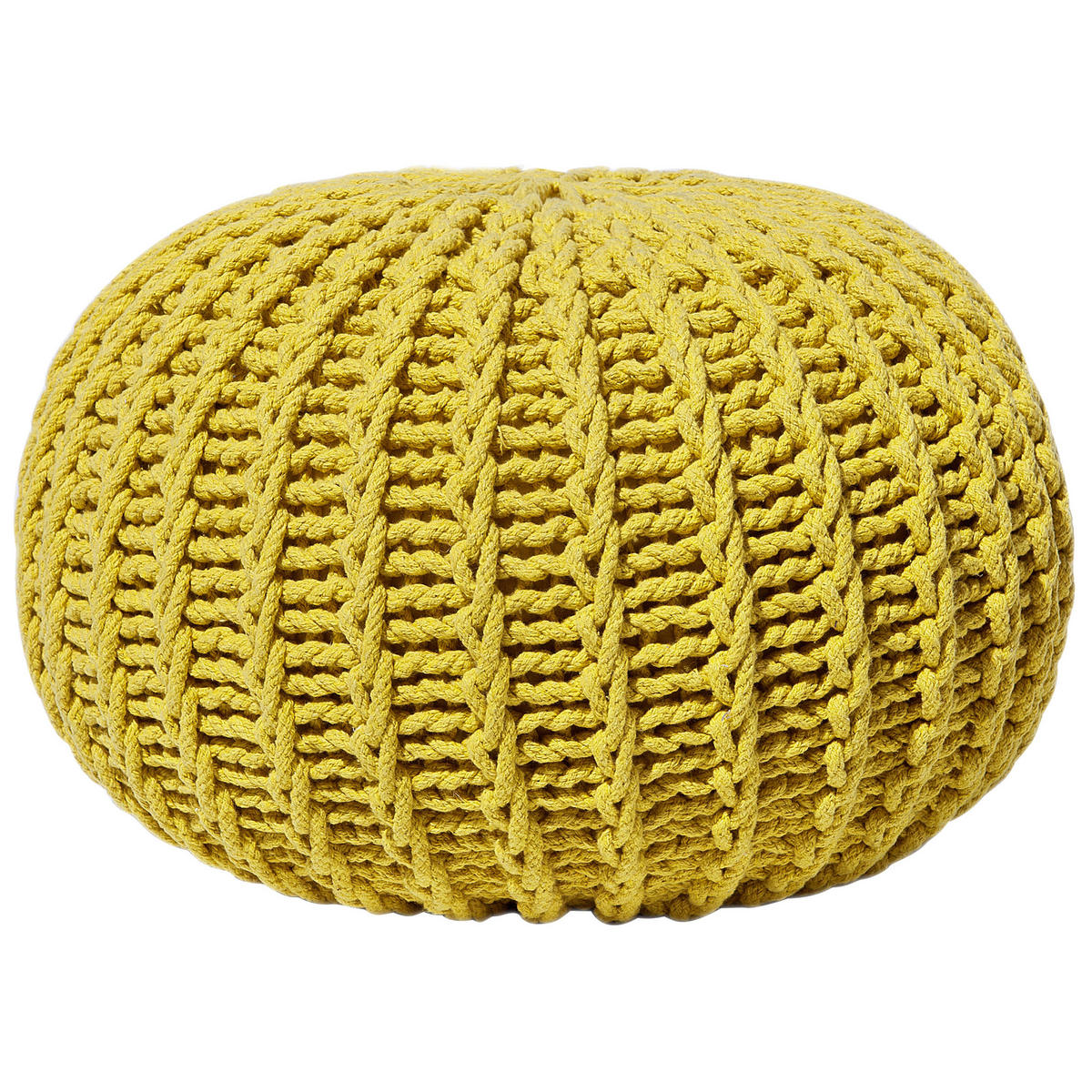 POUF Conrad 50/50/35 cm - Gelb, Naturmaterialien/Textil (50/35/50cm) - Beliani