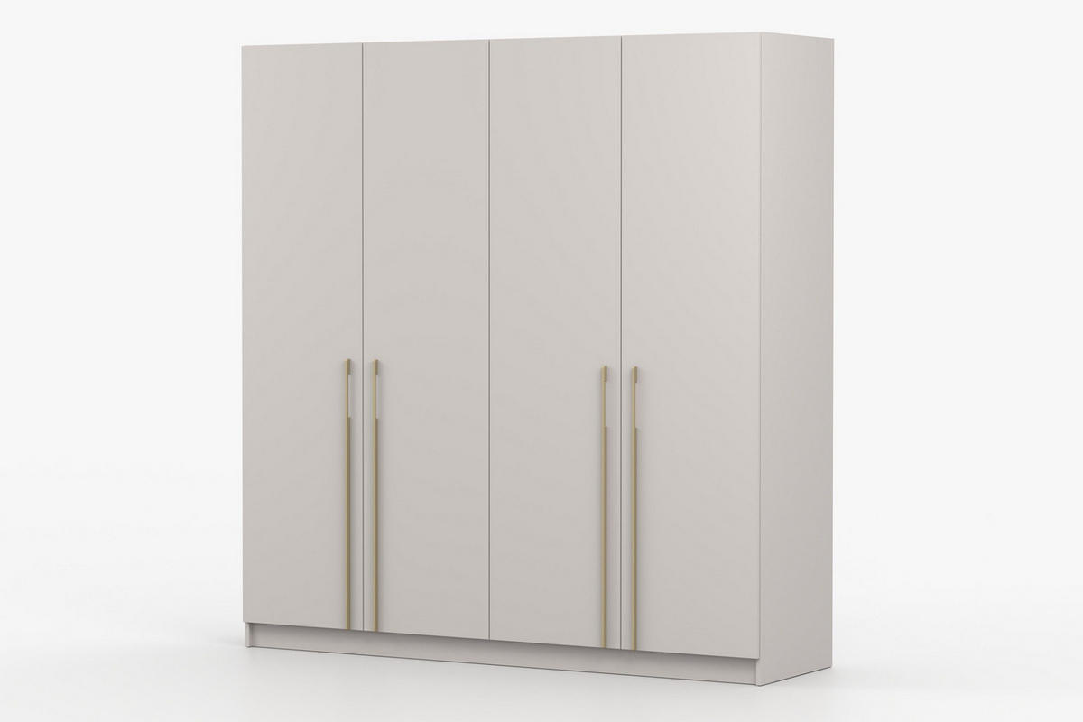 KLEIDERSCHRANK MIRELO 4D 200 cm breit in Kaschmir - Kaschmir, Holzwerkstoff (200/210/57cm) - Deine Möbel 24