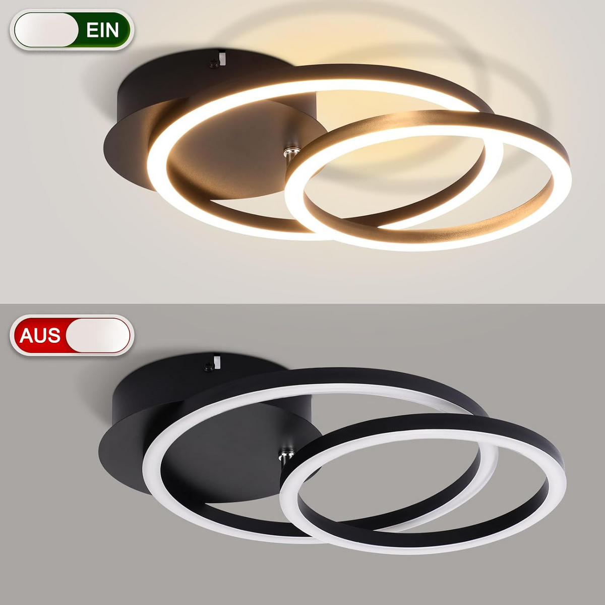 LED-DECKENLEUCHTE Schwarzgast 25/7.4/34.4 cm - Schwarz, Kunststoff (34.4/25/7.4cm) - ZMH