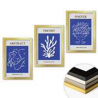 WANDBILDER 3er Set - 20x30 cm Goldrahmen - Stilvolle blaue Poster - Goldfarben, Kunststoff (20/30cm) - ArtPrintCave