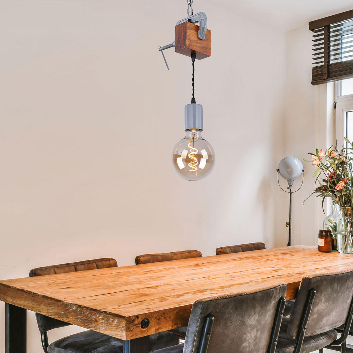 HÄNGELEUCHTE Holzoptik Braun 2er Set - Braun, Holz (14/10/120cm) - Globo Lighting