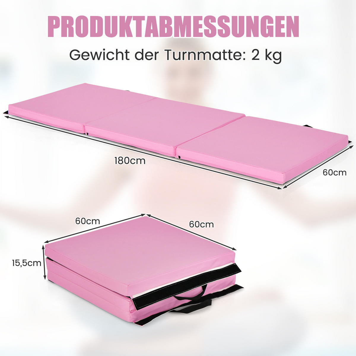 ÜBUNGSMATTE Rosa - Pink, Leder (60/180cm) - COSTWAY