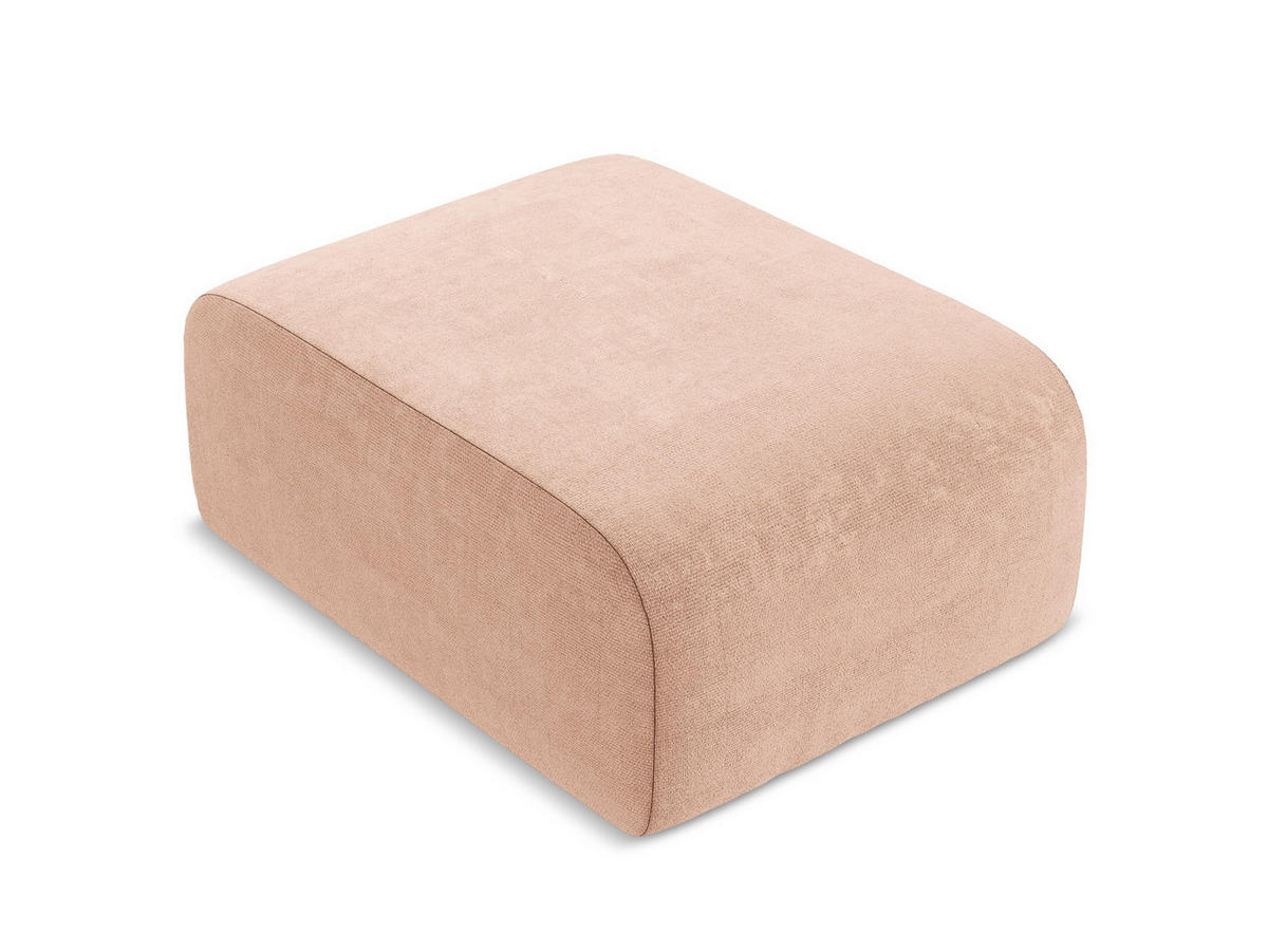POUF Chenille Stoff Pink - Koralle/Schwarz, Holzwerkstoff/Kunststoff (72/42/94cm) - Makamii