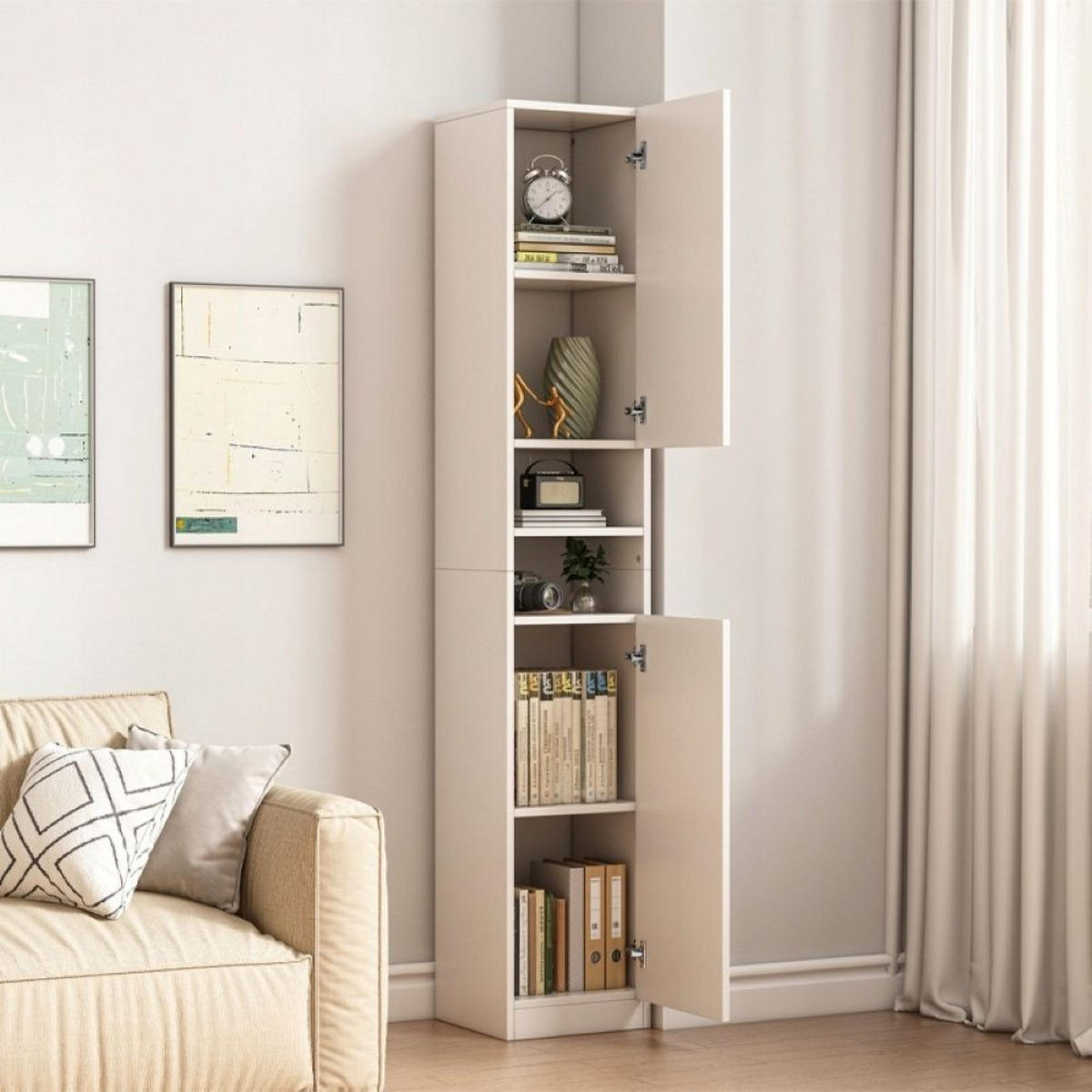 HOCHSCHRANK, weiß 30/32/180 cm - Weiß, Holzwerkstoff (30/180/32cm)