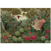 FOTOTAPETE Kranichvogel Dschungel Grün 150x105 cm - Multicolor, Papier (150/105cm) - Wallarena