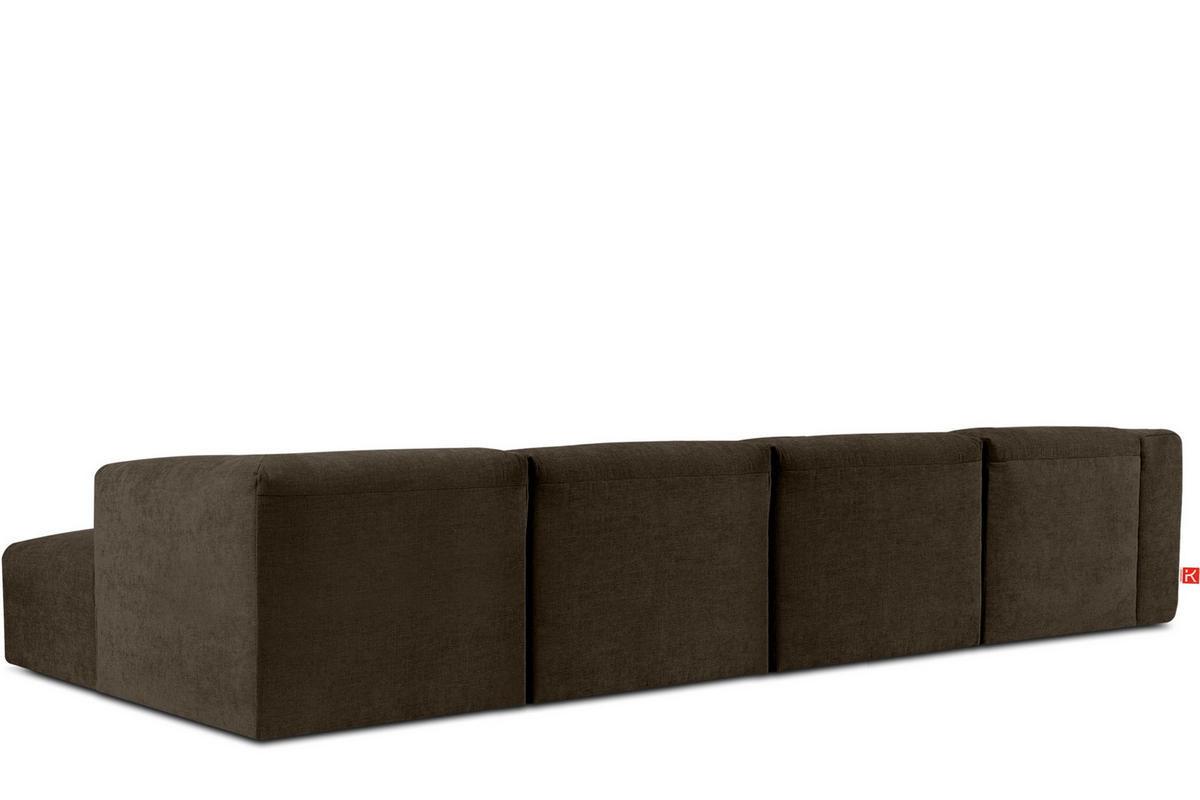 ECKMODULSOFA-RECHTS BUFFO 6-Sitzer mit extrem weicher Sitzfläche, Gewebestoff, braun - Braun, Textil (377/180cm) - KONSIMO®