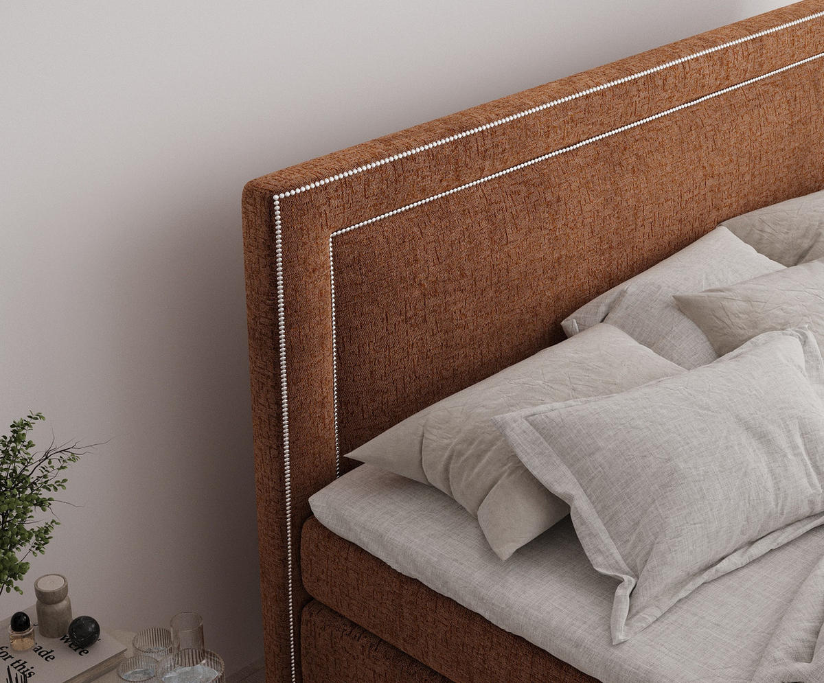 BOXSPRINGBETT Luxora Kupferfarbe 160/200 cm - Schwarz/Kupferfarben, Holz/Holzwerkstoff (160/200cm) - Maison de Reve