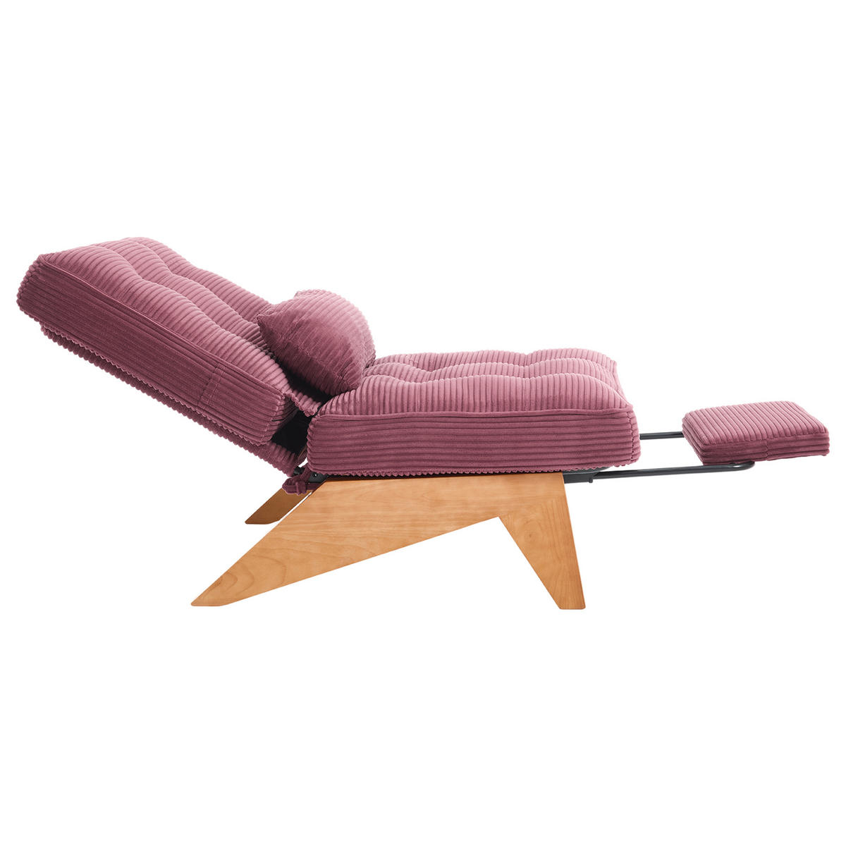 RELAXSESSEL verstellbare Rückenlehne mit Lendenkissen, DE-42243, Burgunderrot - Weinrot, Holz (73/90/127cm) - ComfortXL