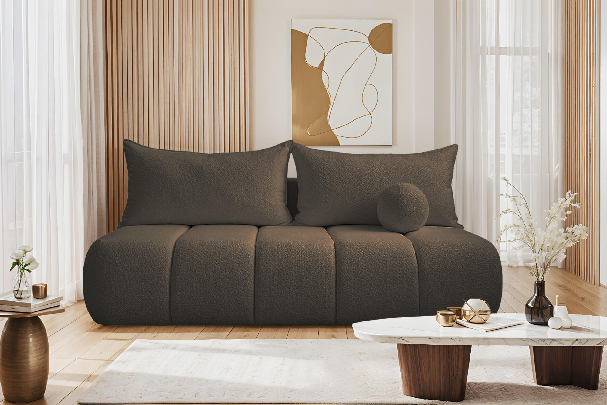 Thumbnail - Kaiser Möbel Schlafsofa, Dunkelbraun, Holz, Rechteckig, 207x91x103 cm, Wohnzimmer, Sofas & Couches, Schlafsofas