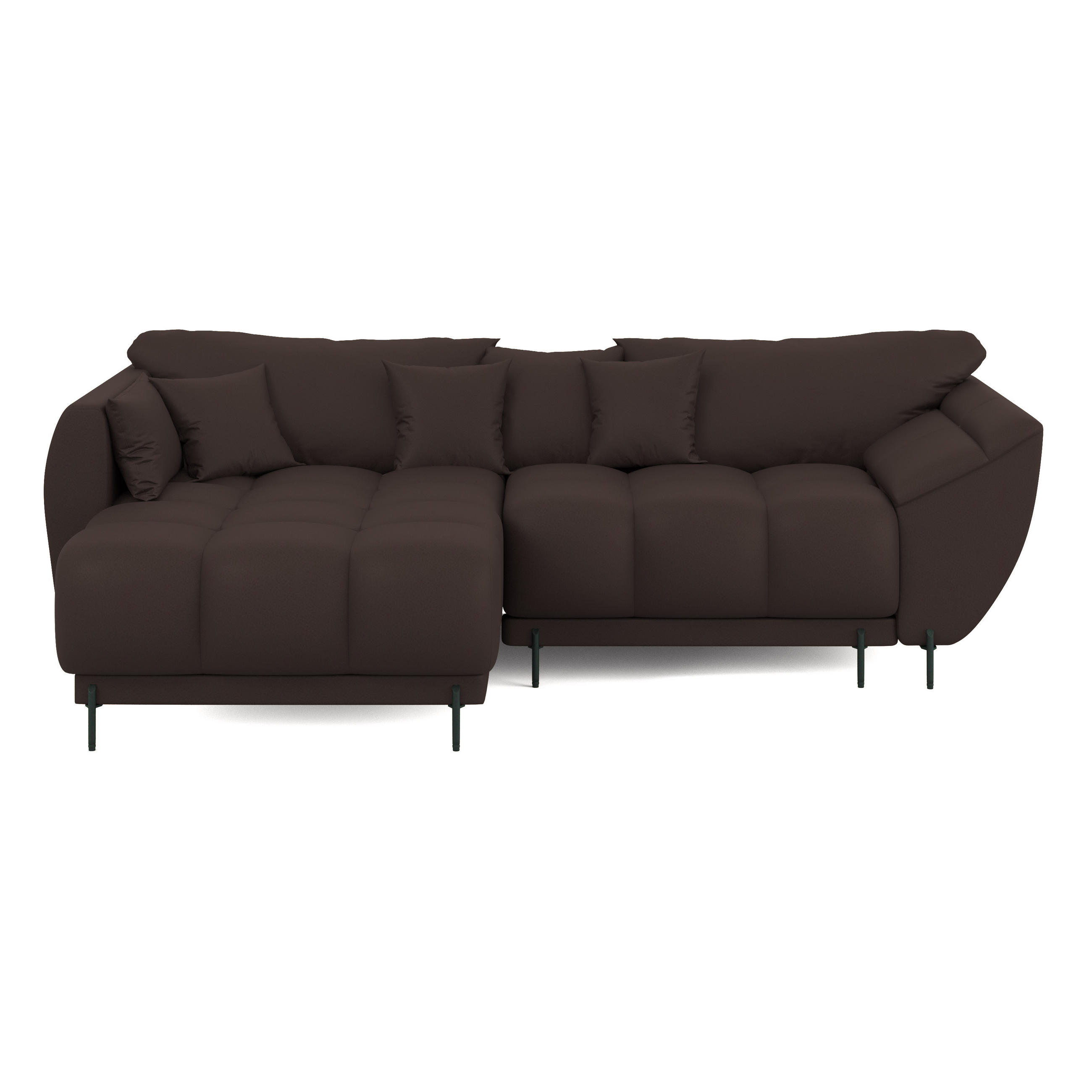 ECKSOFA LEGRO Links Dunkelbraun Velours Pet Friendly L-Form Couch mit Schlaffunktion & Bettkasten - Dunkelbraun/Schwarz, Holz (180/285cm) - Barchello