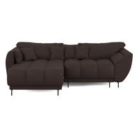 ECKSOFA LEGRO Links Dunkelbraun Velours Pet Friendly L-Form Couch mit Schlaffunktion & Bettkasten - Dunkelbraun/Schwarz, Holz (180/285cm) - Barchello