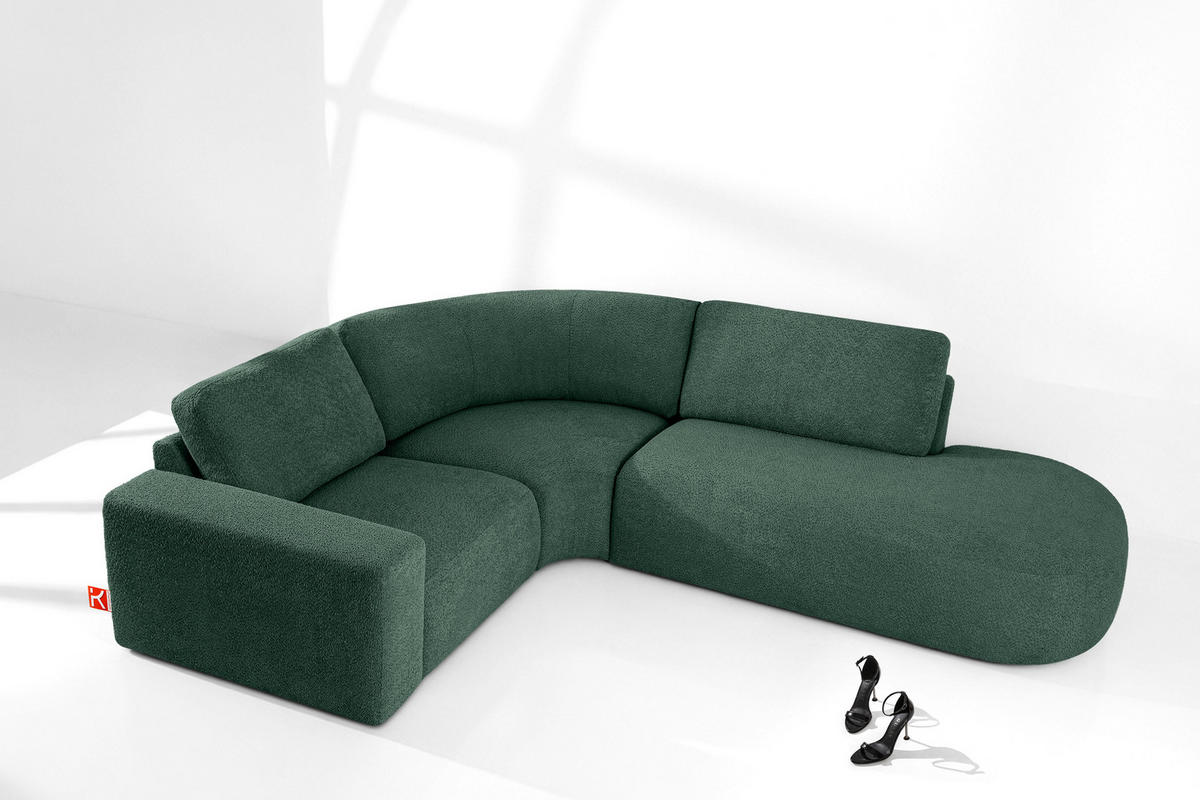ECKSOFA RECHTS ZUCCO, Grün - Grün, Holz/Holzwerkstoff (224/293cm) - KONSIMO®