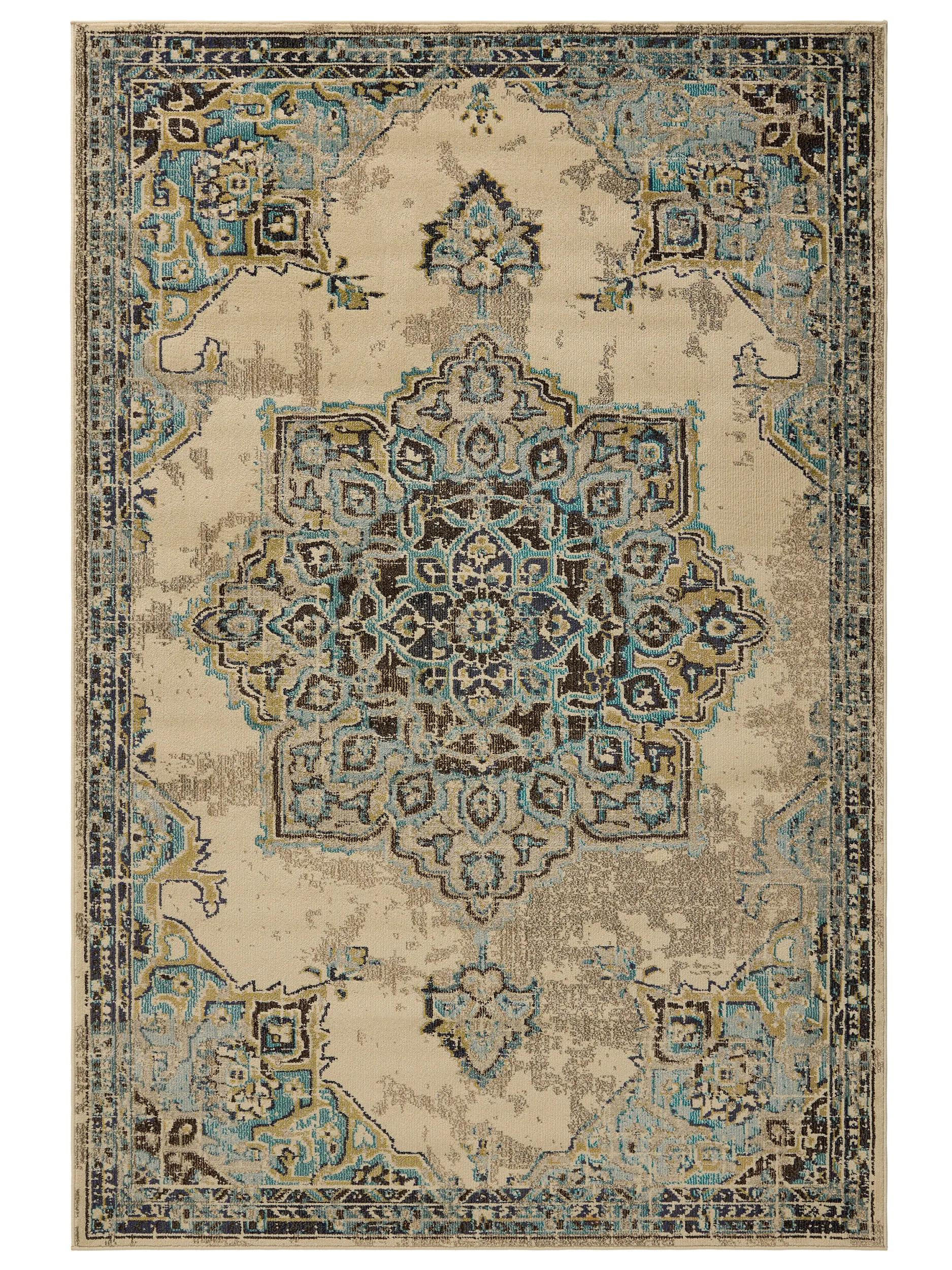 TEPPICH Casa Beige/Türkis 80x150 cm - Beige, Textil (80/150cm) - benuta Nest