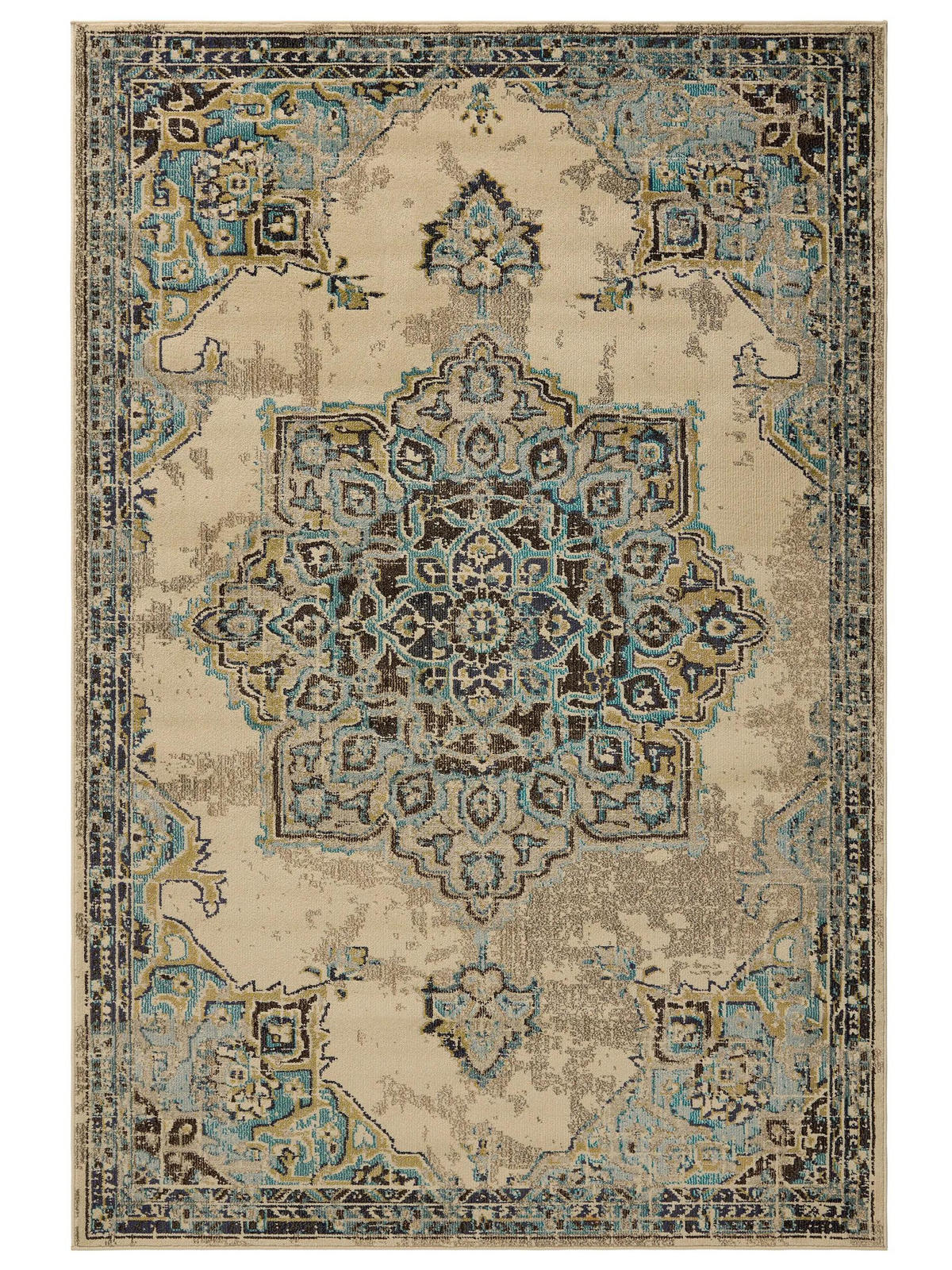 TEPPICH Casa Beige/Türkis 300x400 cm - Beige, Textil (300/400cm) - benuta Nest