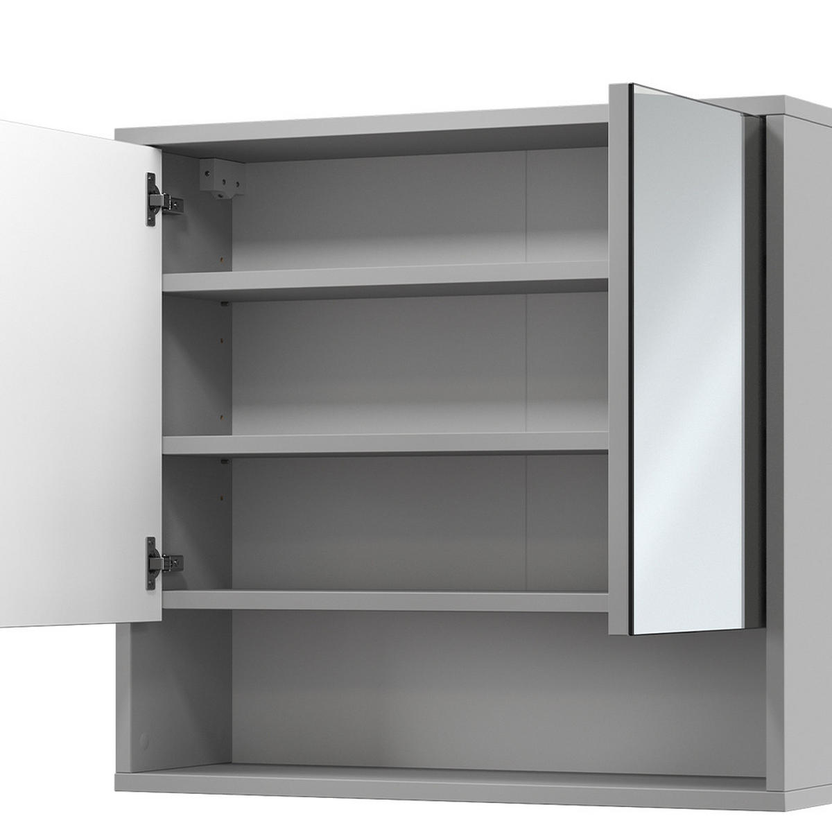 BADSPIEGELSCHRANK Eliza Grau 70 x 65 cm mit 2 Türen - Grau, Holzwerkstoff (70/65/22.1cm) - Vicco