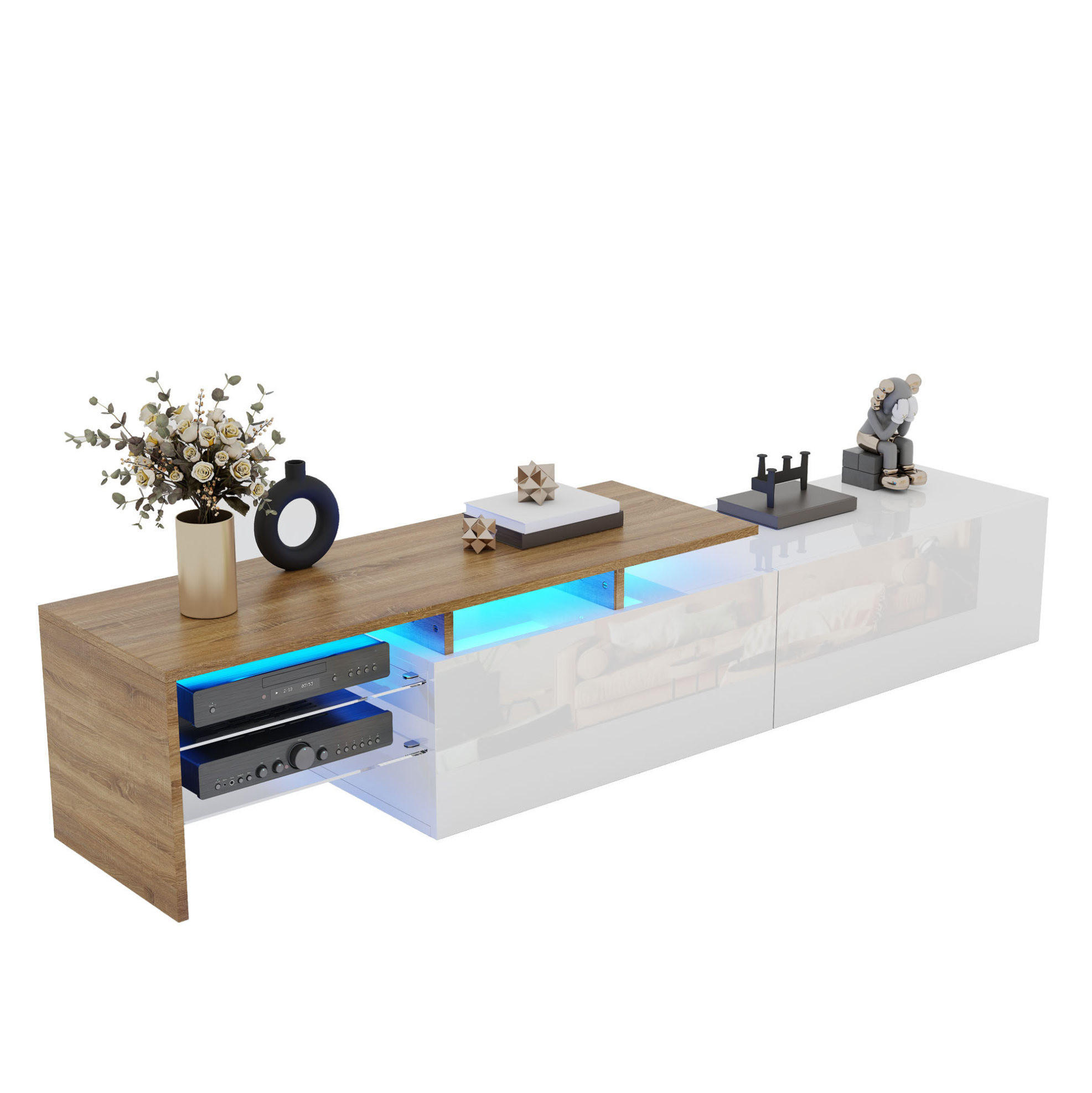 TV-ELEMENT mit LED 170 x 33 x 33,5 cm Weiß Holzoptik - Weiß, Holzwerkstoff (33/33.5/170cm) - Beauniv