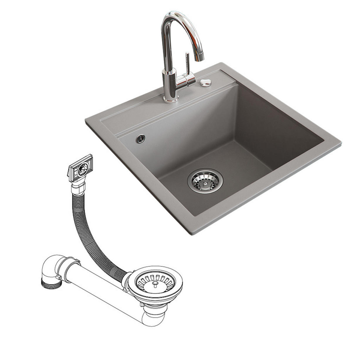 SPÜLBECKEN Tesa Beton 49 x 51 cm - Schieferfarben, Keramik (49/20/51cm) - Bergstroem