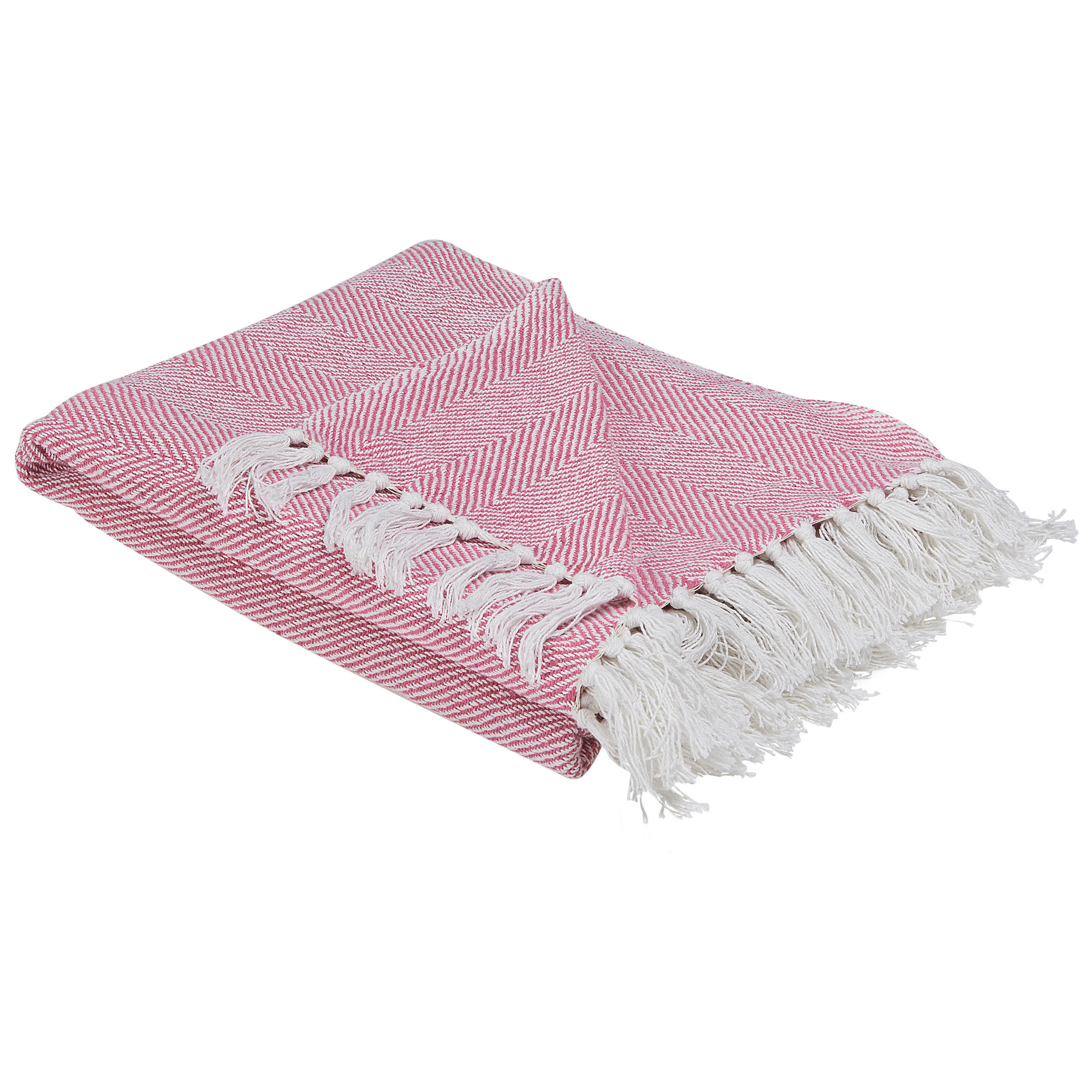 DECKE Rosa Tangier 160/130 cm - Pink, Naturmaterialien/Textil (130/160cm) - Beliani