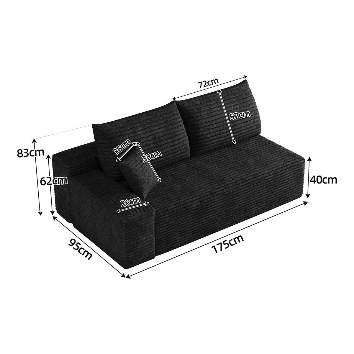 SOFAELEMENT DE-34721 linke Chaiselongue Schwarz - Schwarz, Textil (95/83/175cm) - ComfortXL