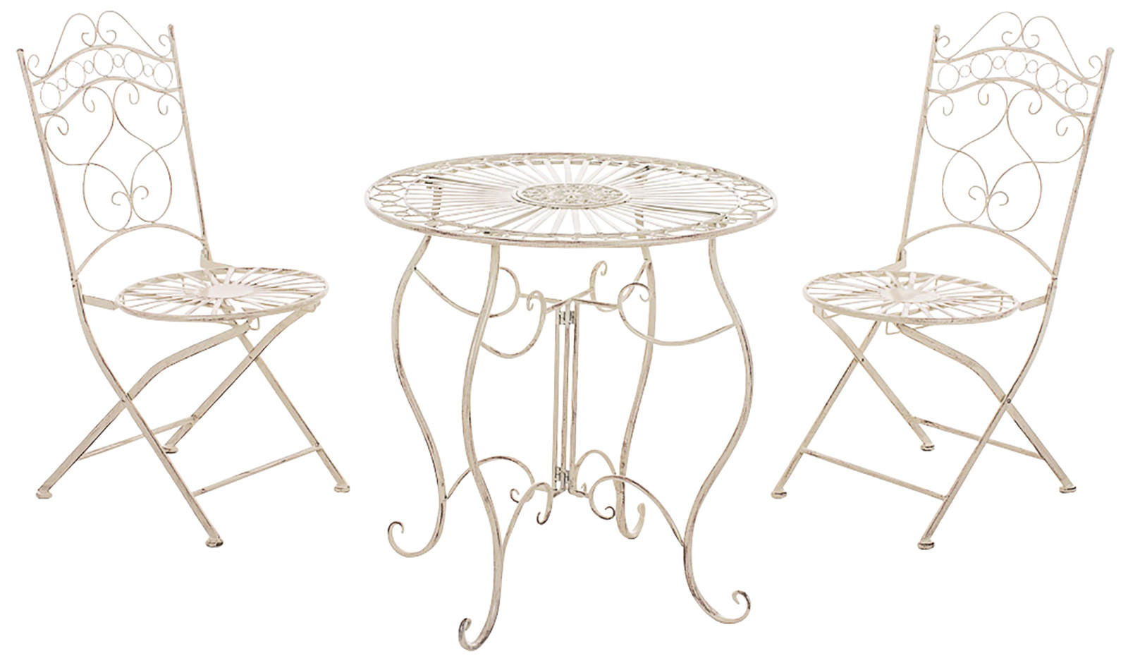 BALKONSET Bistroset Fuver Metall Beige 2 Personen - Beige, Metall - DELUKE