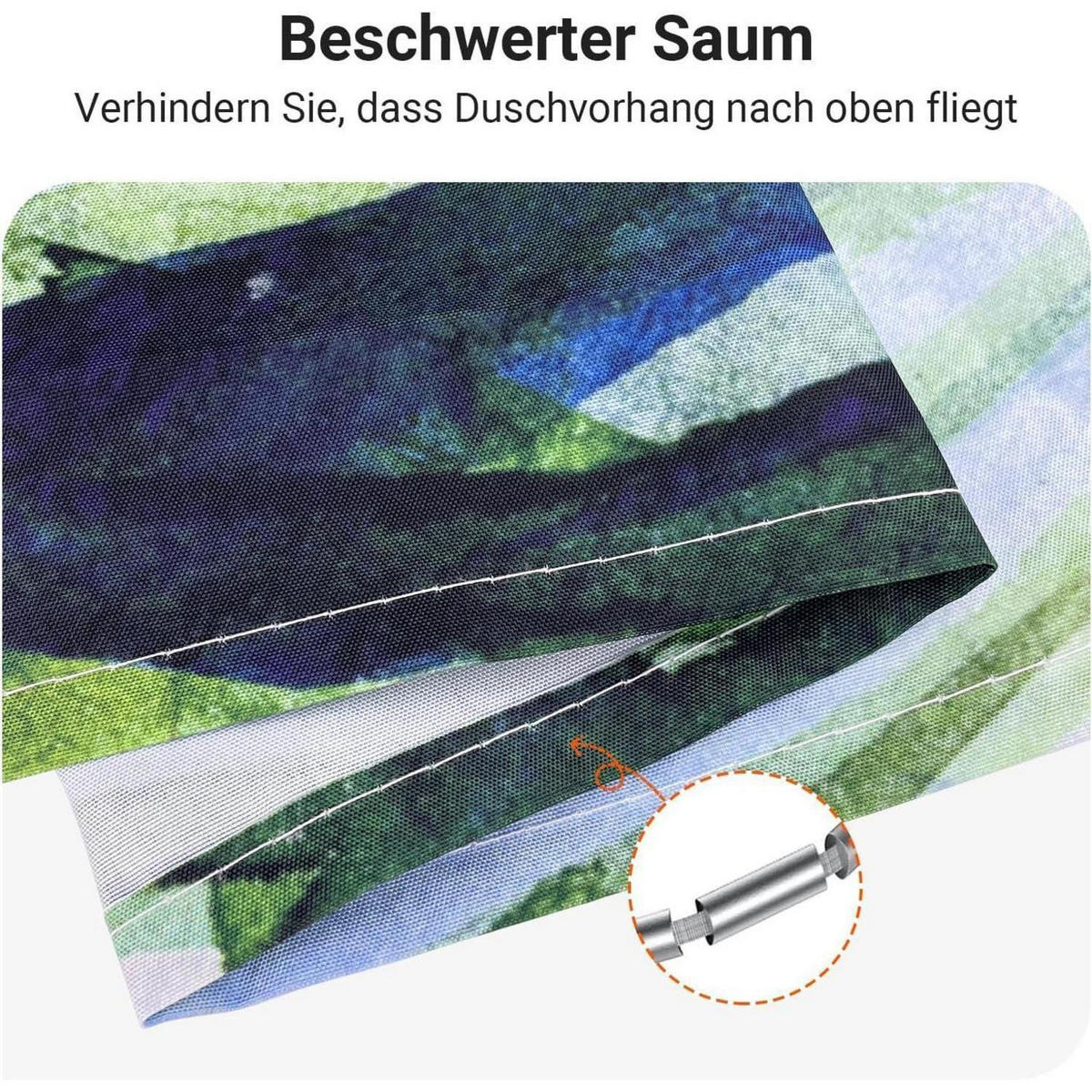 DUSCHVORHANG Grün Blätter 180 x 170 cm Textil Wasserdicht Waschbar - Grün, Textil (180/170cm)