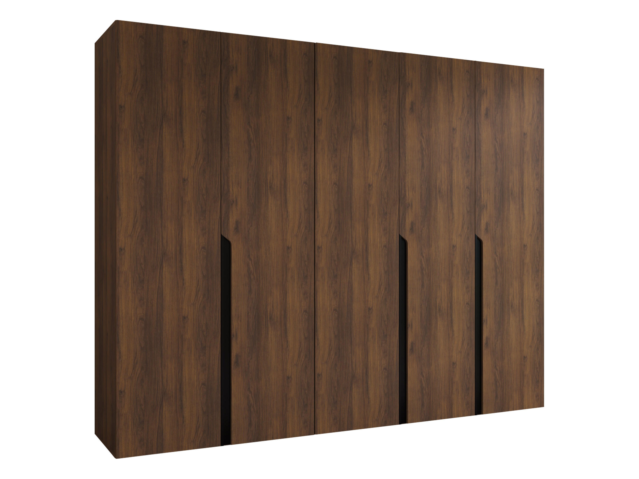 DREHTÜRENSCHRANK Mila I 250 - Nussbaumfarben/Schwarz, Holzwerkstoff/Kunststoff (250/202/52cm) - MIRJAN24