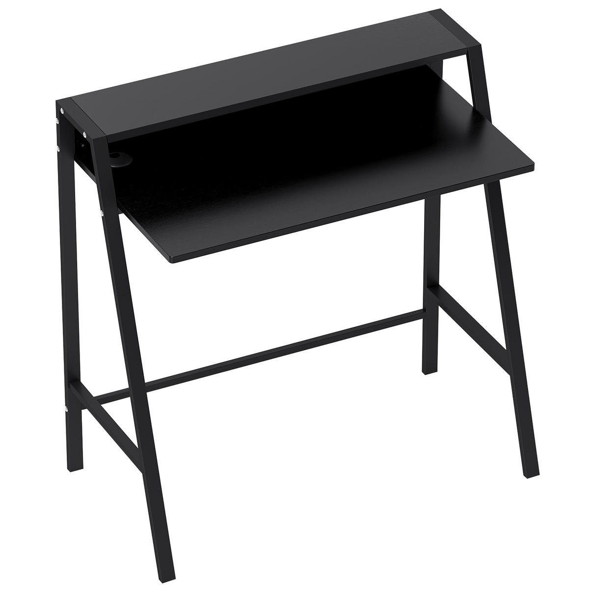 COMPUTERTISCH mit Ablage und Metallgestell 84x45x85 cm - Schwarz, Holzwerkstoff (45/84/85cm) - Gisaae