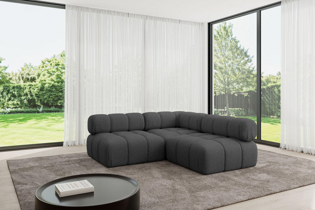 ECKSOFA modulares Sofa Samaro-L1 - 190x190x70 cm Grau Bouclé - Grau, Holzwerkstoff/Textil (190/190cm) - ALTDECOR