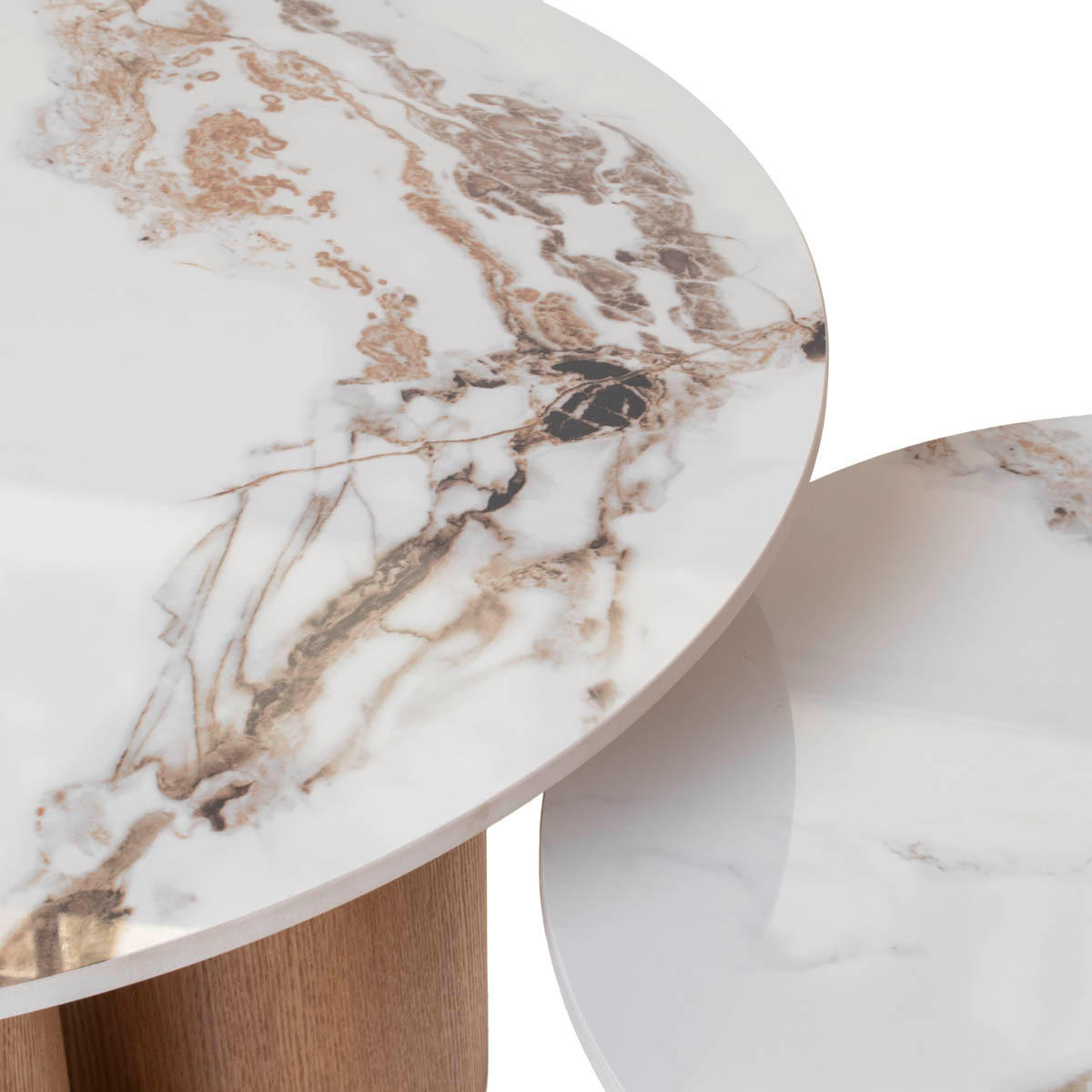 COUCHTISCH 2er-Set aus Keramik, natur - Braun, Holz (70/70/42cm) - Giga Meubel