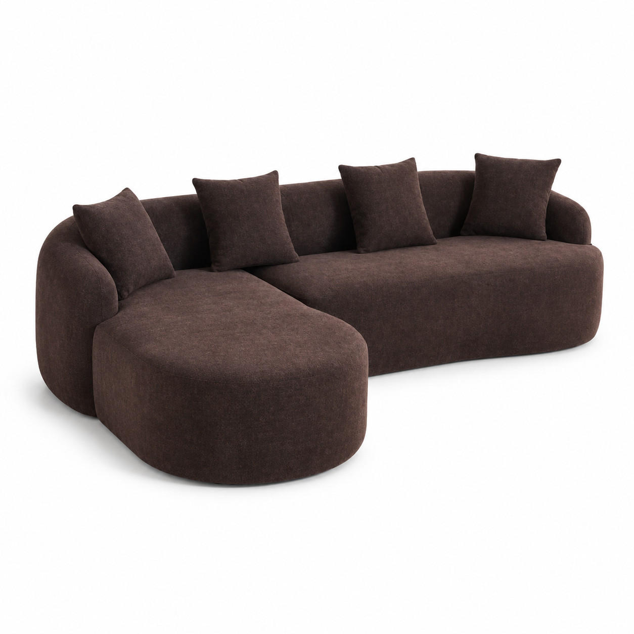 ECKSOFA 3-Sitzer Chenille Braun werkzeugfrei montierbar - Braun, Textil (243/150cm) - WISHDOR
