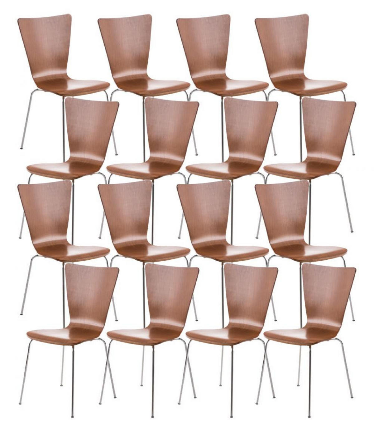BESUCHERSTUHL 16er Set Holz braun - Braun, Holz/Metall (43/84/50cm) - CLP