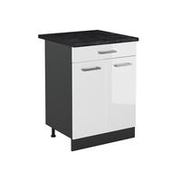 DULAP DE BAZĂ DE BUCĂTĂRIE R-Line, Alb lucios ridicat/antracit, 60 cm cu sertar стільниця Антрацит - alb lucios/antracit, compozit lemnos (60/81.6/60cm) - Vicco