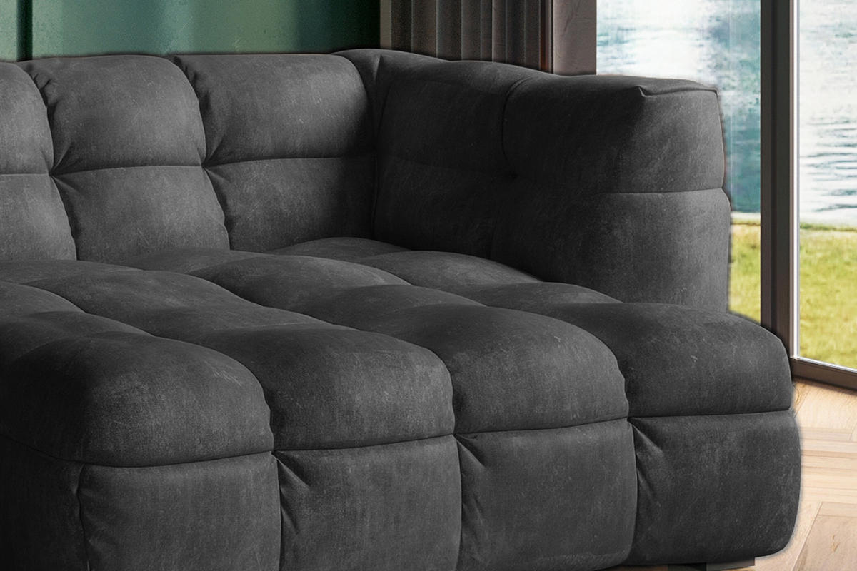 ECKSOFA RIO Anthrazit Velvet - Anthrazit/Schwarz, Textil (319/170cm) - KAWOLA