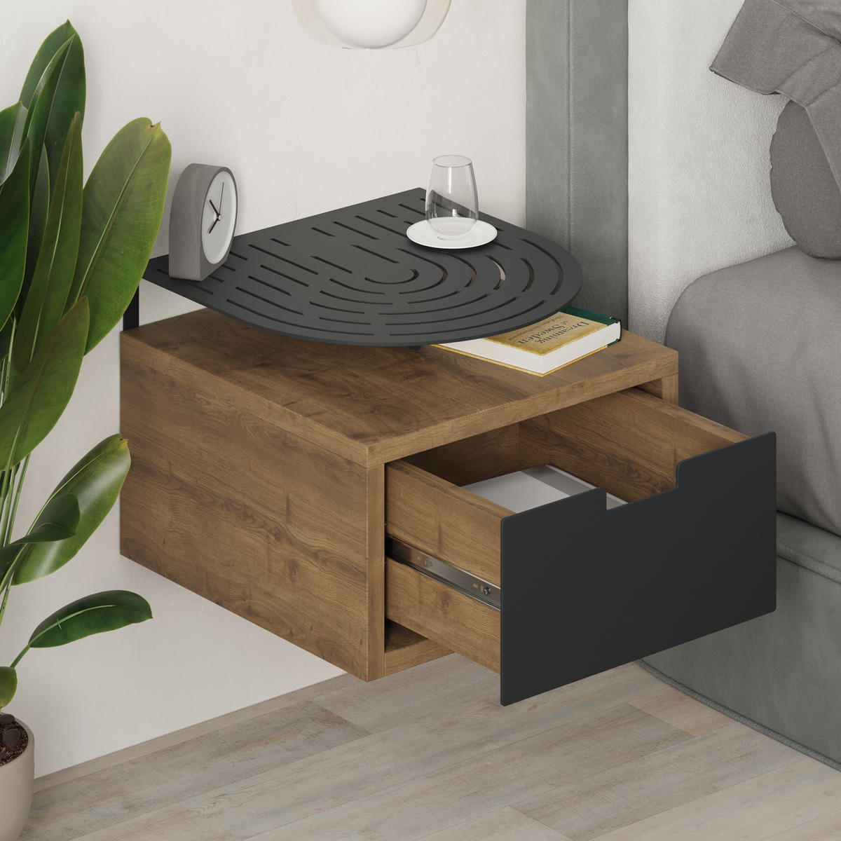 NACHTTISCH Oslo Dunkle Eiche 33/24/33 cm - Dunkelbraun, Holzwerkstoff (33/23.9/33.3cm) - Decortie