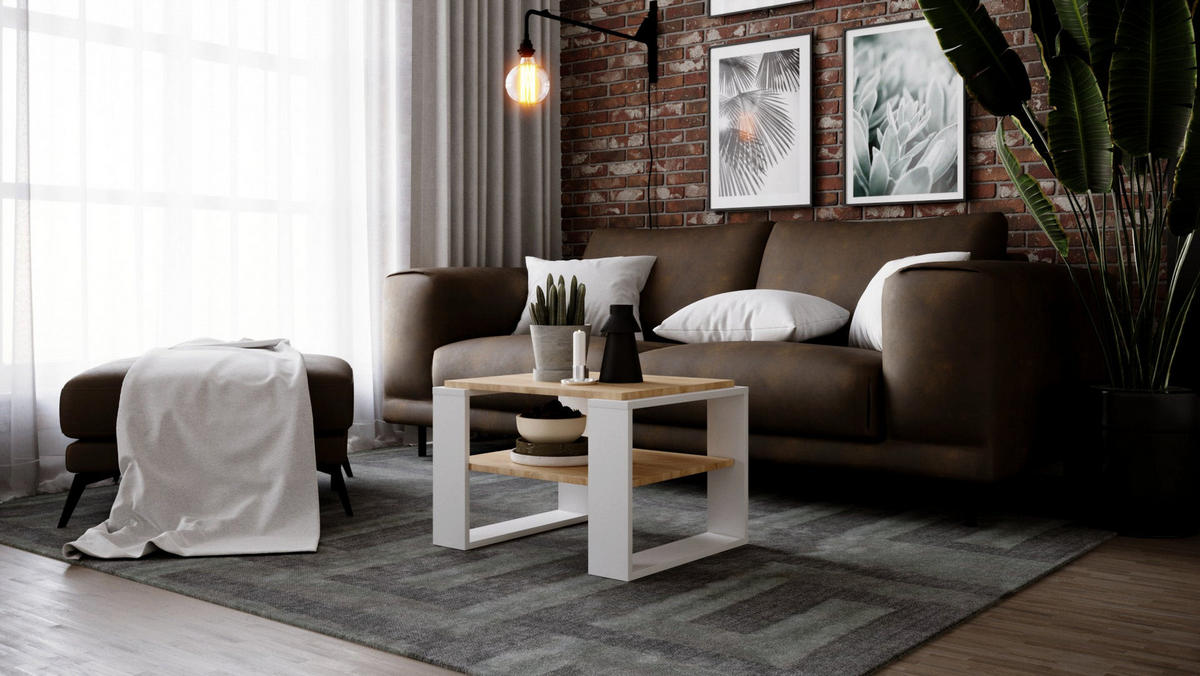 COUCHTISCH KAJA 61 - Eichefarben/Weiß, Holz (54/61/44cm) - Mat-Haus