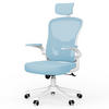 BÜROSTUHL ergonomisch, höhenverstellbar, klappbare Armlehnen, Kopfstütze – Blau - Blau, Metall (50.5/134/52cm) - Rattantree