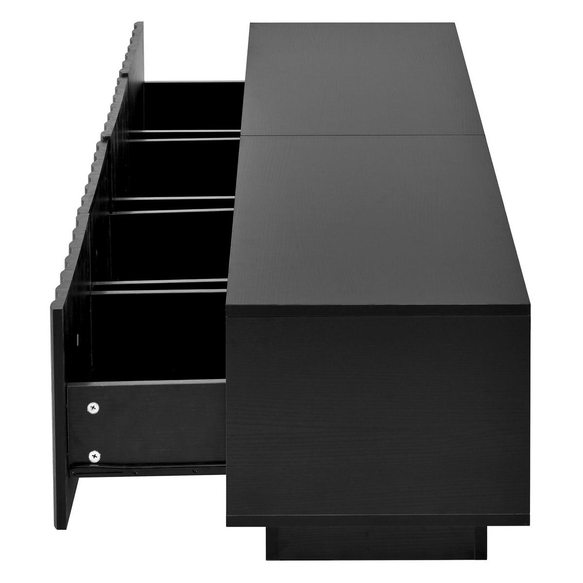 TV-SCHRANK Wellenfront Push-to-Open Stauraum modern - Schwarz, Holzwerkstoff (40/35/200cm) - FLIEKS