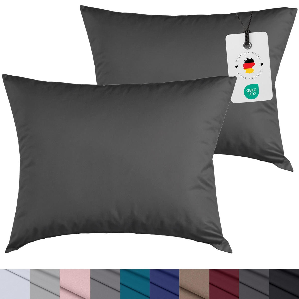 KISSENBEZUG 40x40 cm aus 100% Mikrofaser, Kissenhülle Anthrazit Einfarbig - Anthrazit, Textil (40/40cm) - Carpe Sonno