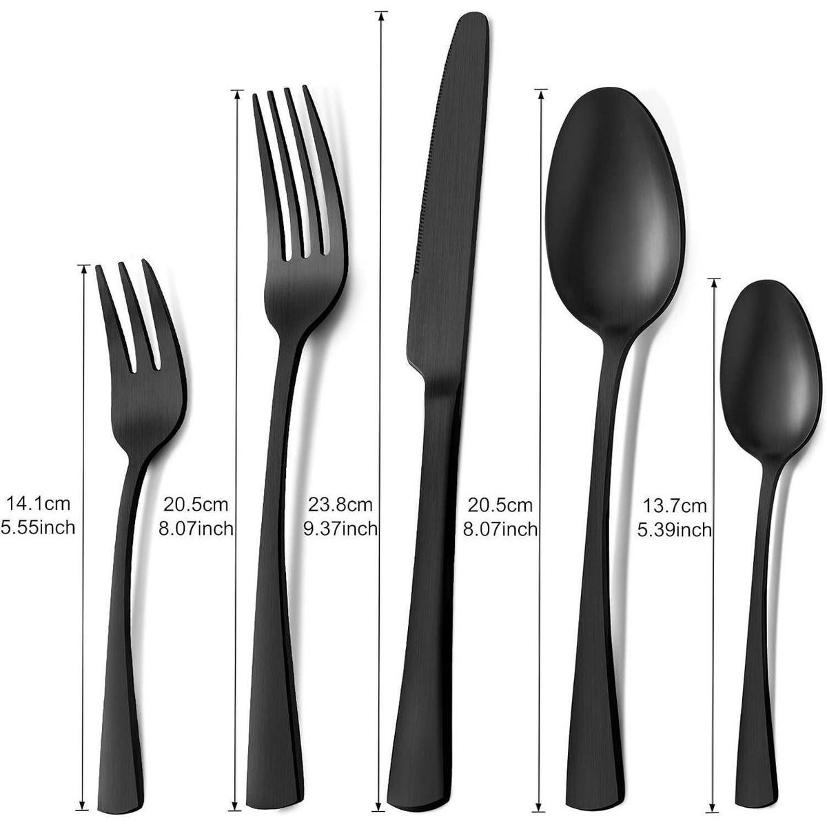 BESTECKSET 60-teilig Schwarz Matt - Schwarz, Metall