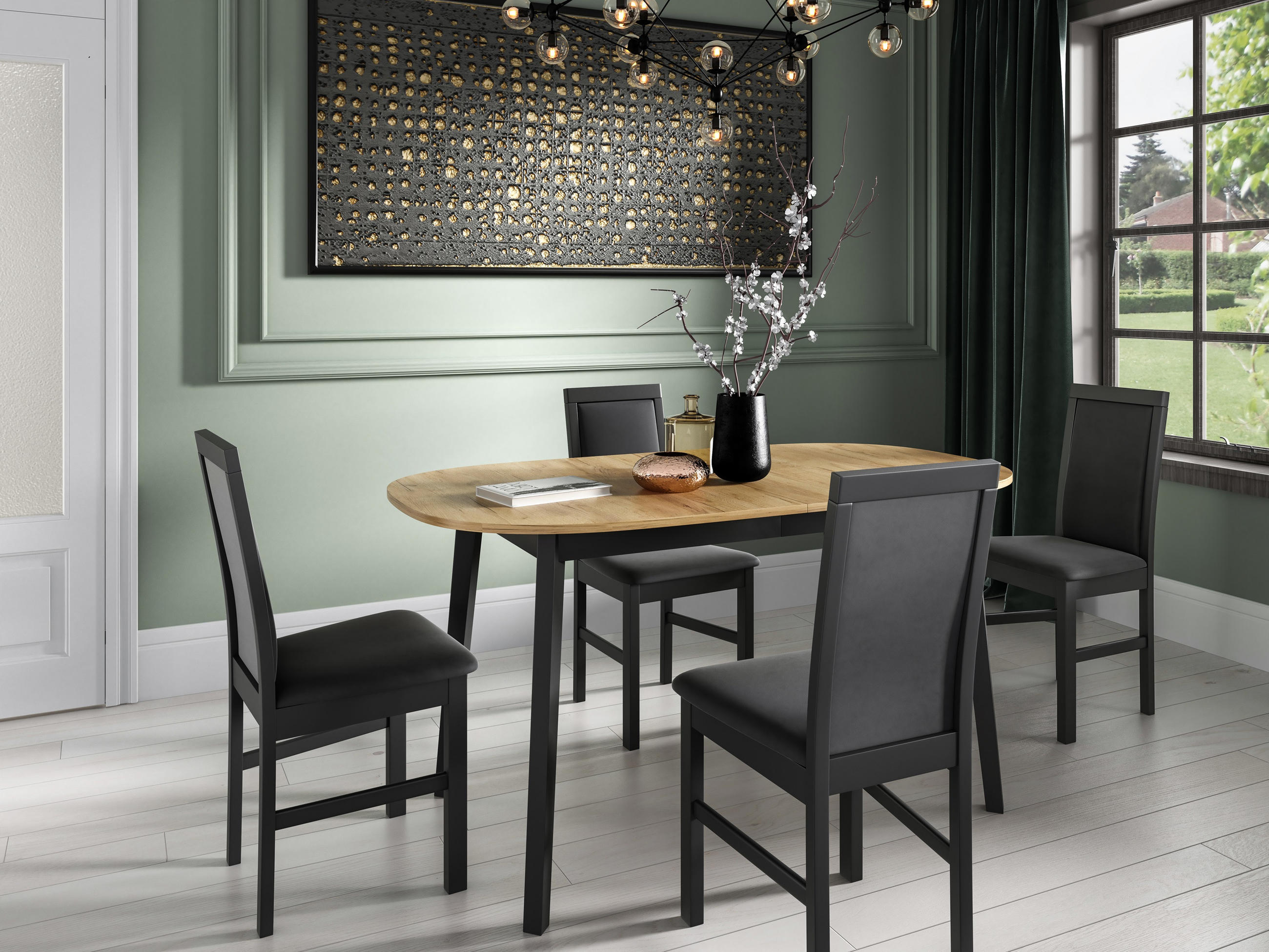 ESSTISCH VITO S Ausziehbar 150 - 190 / 80 x 77 cm - Goldfarben/Schwarz, Holz (150/80/77cm) - MASSENO