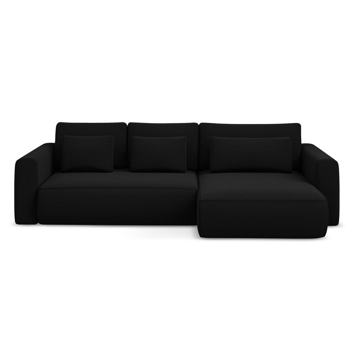 ECKSOFA mit Schlaffunktion Samt Stoff Schwarz - Schwarz, Kunststoff/Textil (278/149cm) - LaMiaSofa