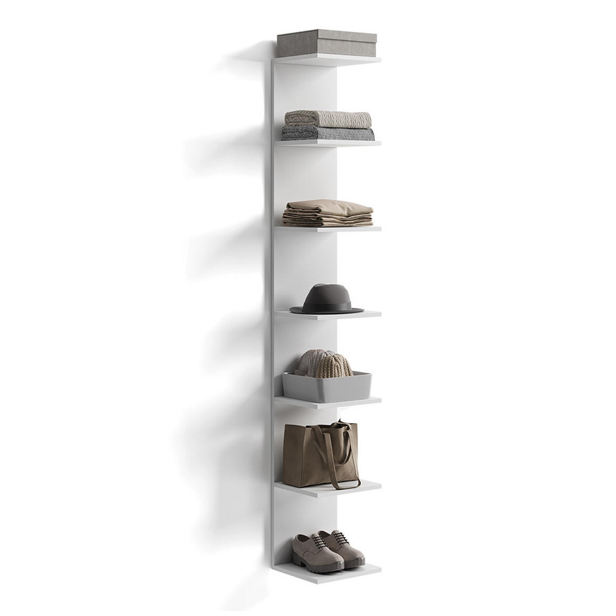 SCHUHREGAL Paolo, Weiß, 30 x 190 cm - Weiß, Holzwerkstoff (30/190/28cm) - Vicco
