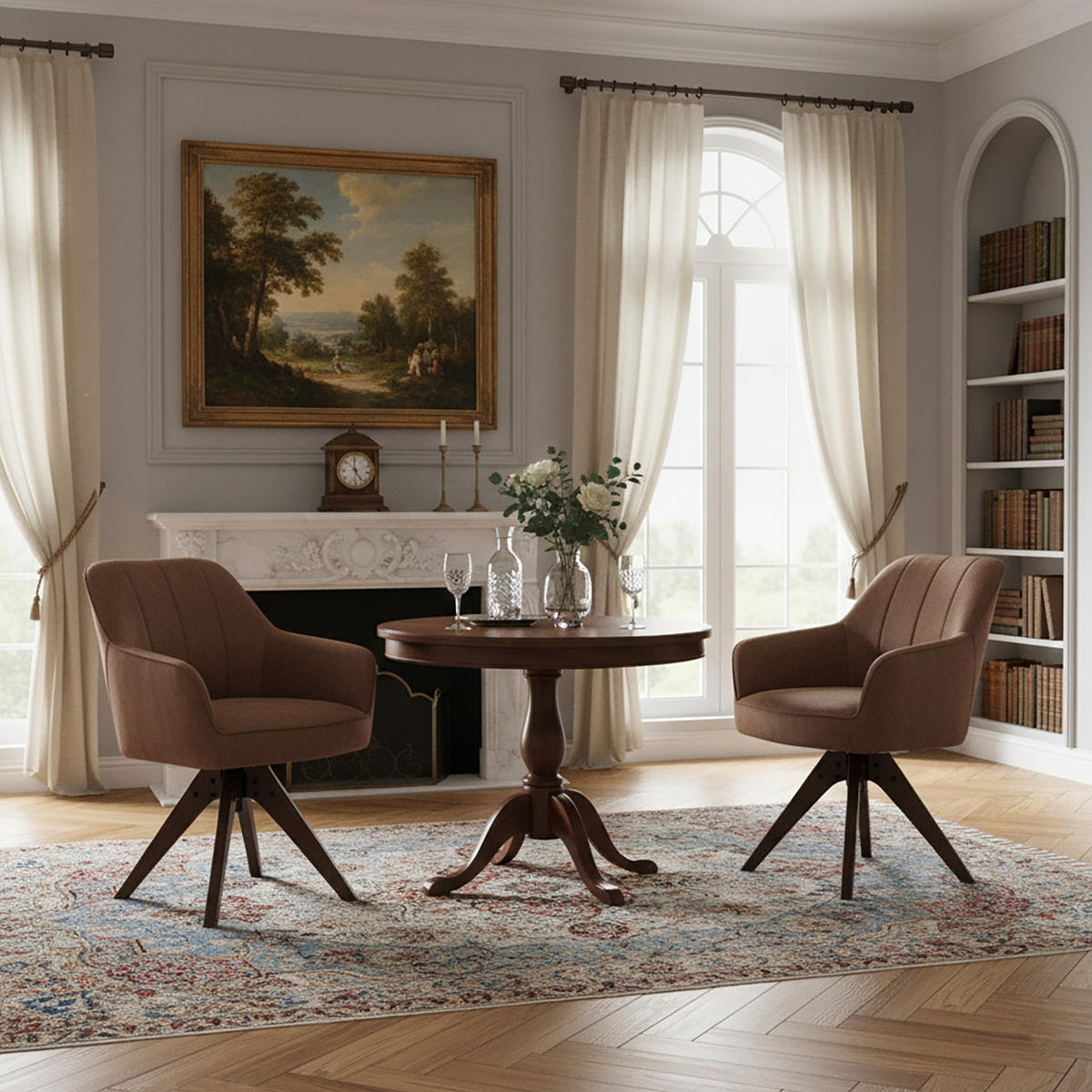 ARMLEHNSTUHL Mika-Noah 2er-Set - Nussbaumfarben/Braun, Eichenholz/Holz (60/87/65cm) - DUBI Möbel